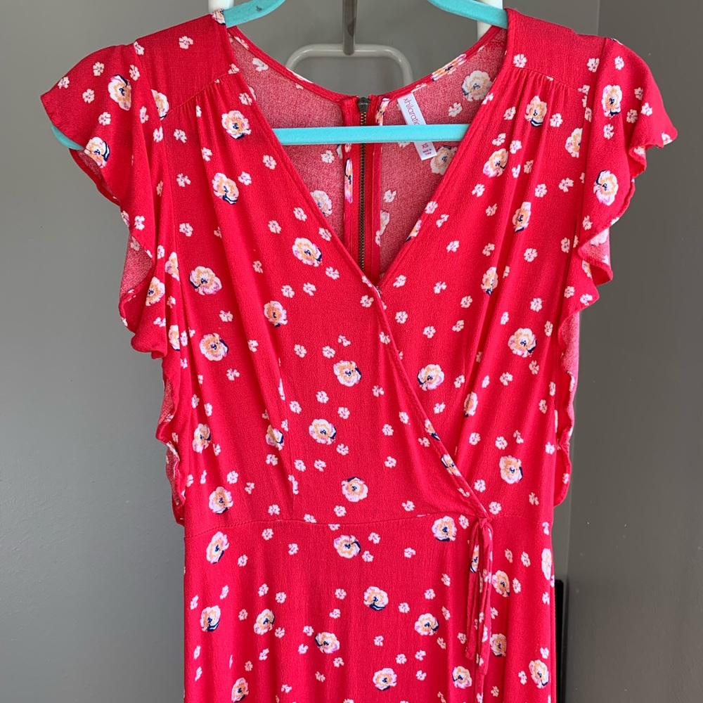 Red floral dress